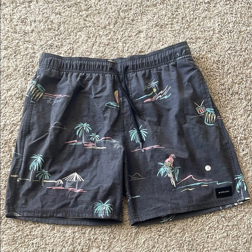 Rip Curl Men's Tropical Print Swim Shorts - Black